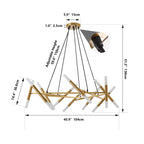 41" Golden Modern Chandelier Light Fixture, Branch Design with Frosted Tubes