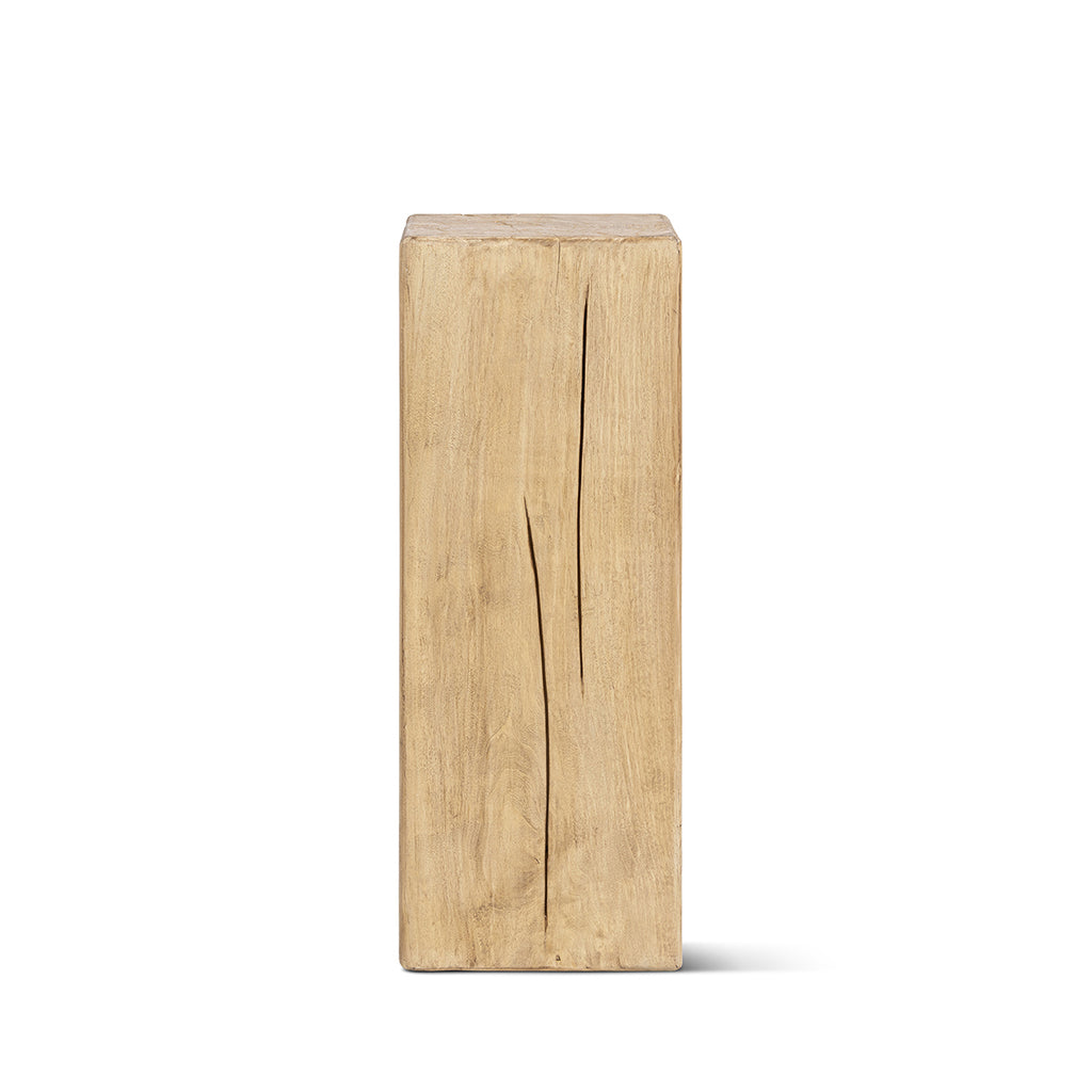 Umber 31.5-Inch Solid Reclaimed Pine Wood Side Table, Light Natural