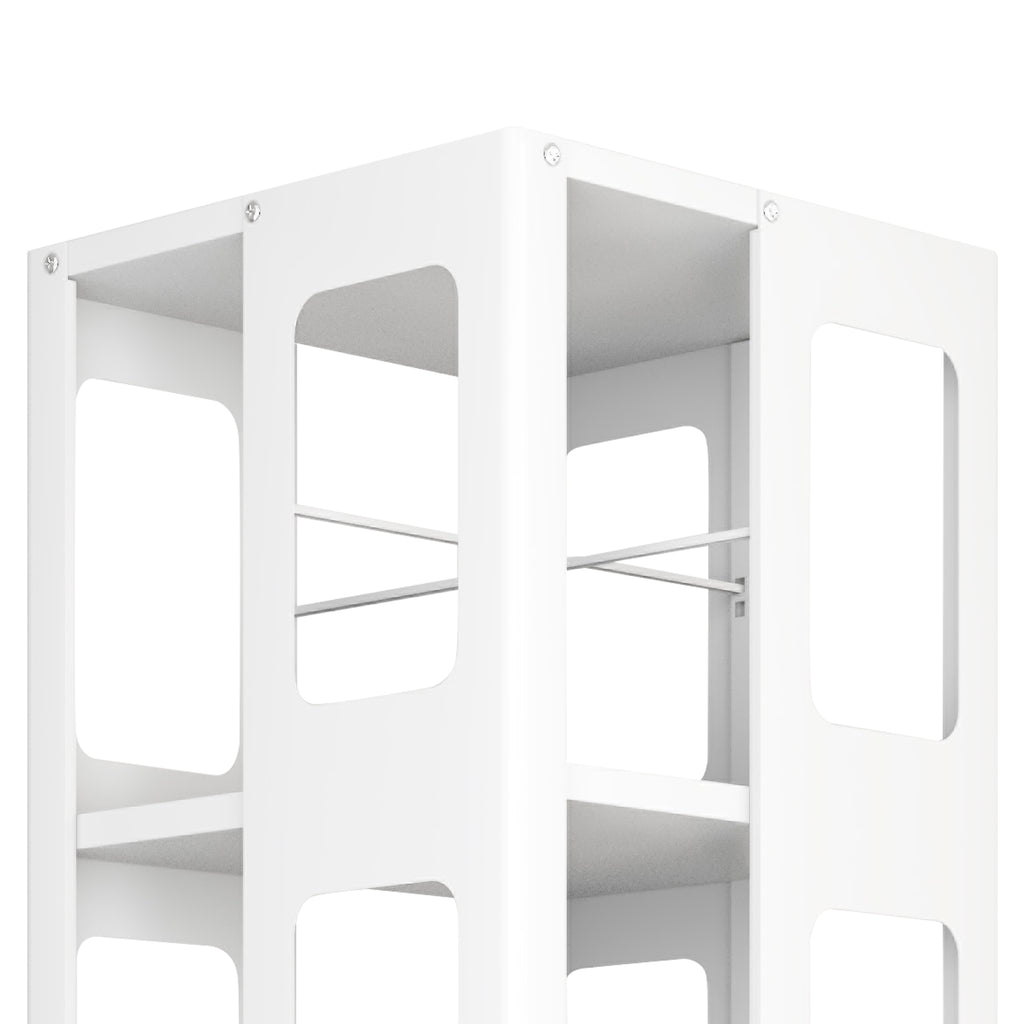 4-Tier All-Steel Rotating Bookshelf with 360° Wheels