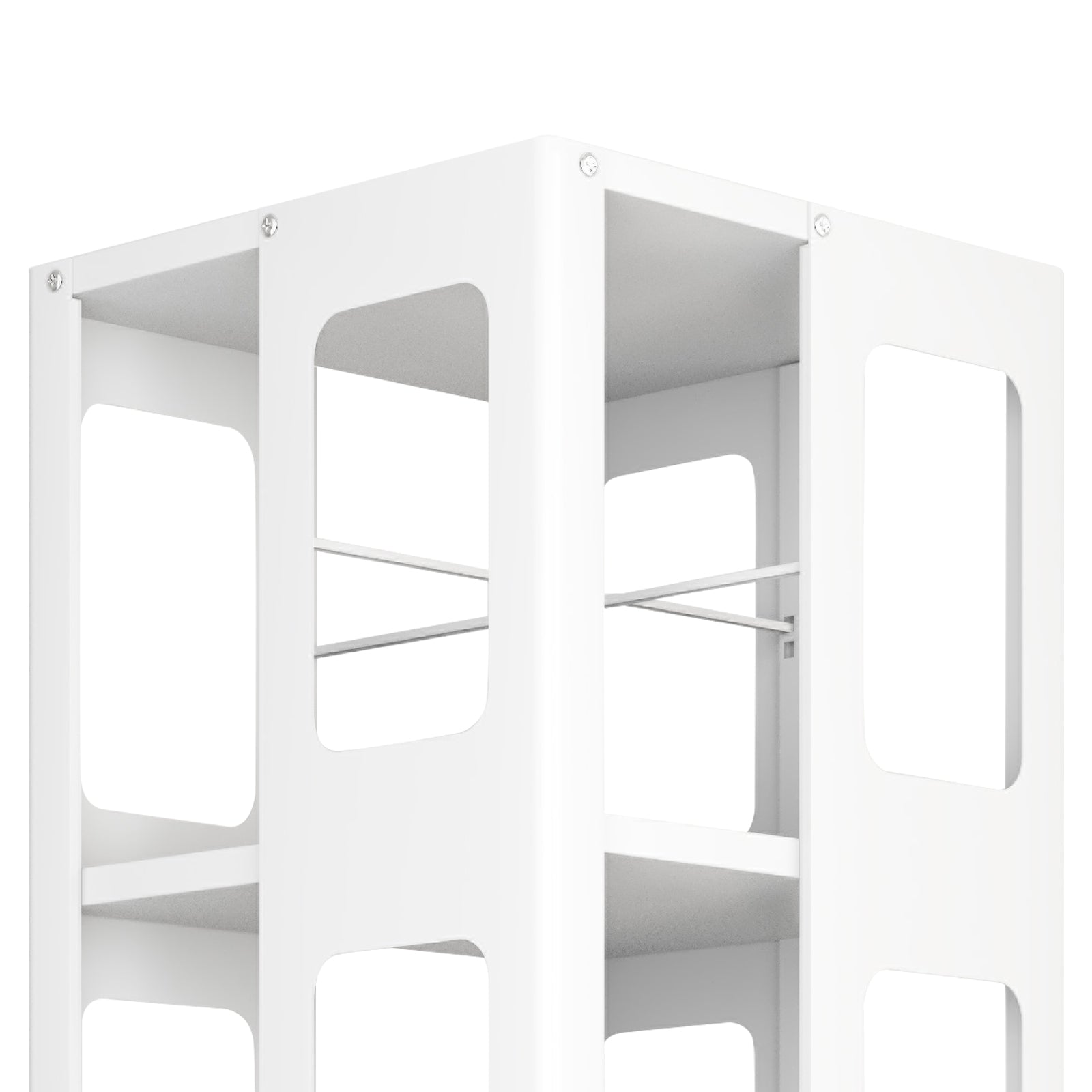 4-Tier All-Steel Rotating Bookshelf with 360° Wheels