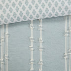3 Piece Cotton Jacquard Comforter Set Aqua Full/Queen