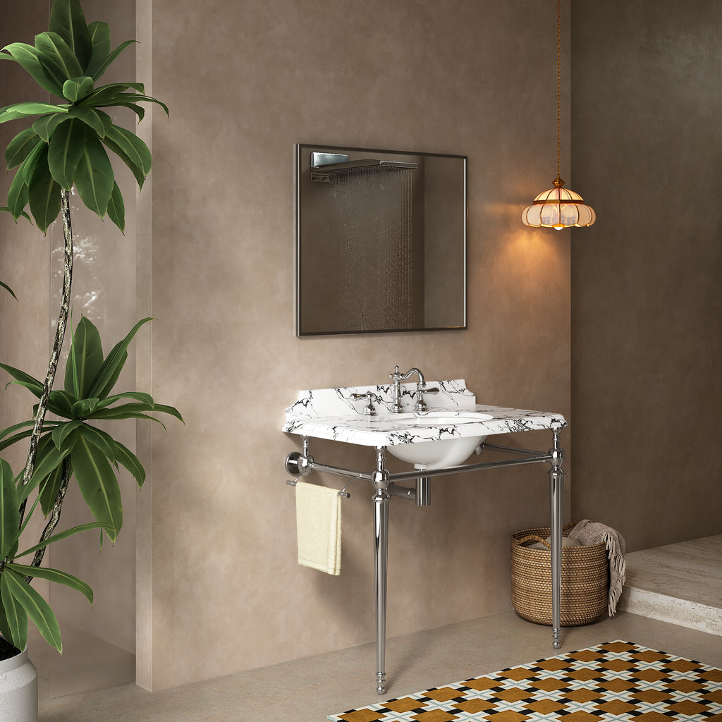 VICI 36" Bathroom Console Sink, Undermount Ceramic Vanity Basin