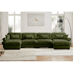 U Shaped Sectional Sofa Cloud Couch in Olive Velvet