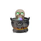 Halloween Skull Cauldron Statue with LED Light