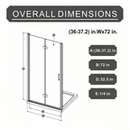 Goodyo 36"x 72" Frameless Glass Shower Door Bifold