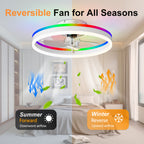 19.7" RGB Flush Mount Ceiling Fan with Light