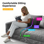 Plush Corduroy 3-Seat Sofa