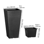 Set of 2 Tall Outdoor Planters - 22 Inch