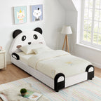 Twin Size Cute Panda-Shaped Kids Bed with Safety Soft Padded Edges