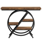 39.4" Industrial 4-Tier Entryway Console Table with Geometric Circle Frame