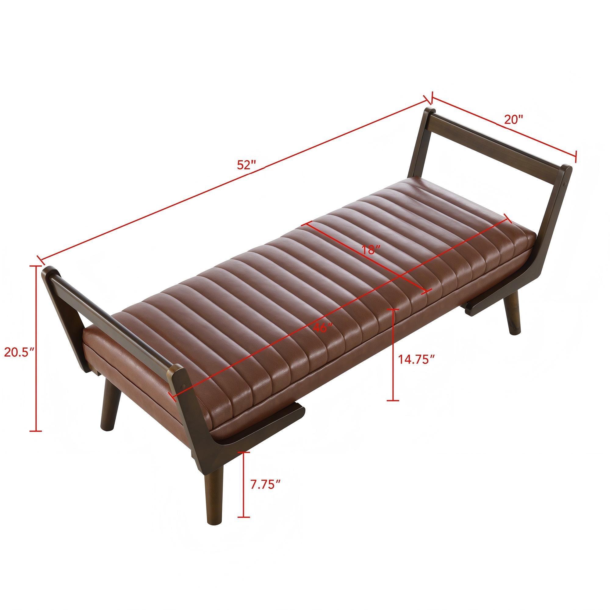 52" Mid Century Bench