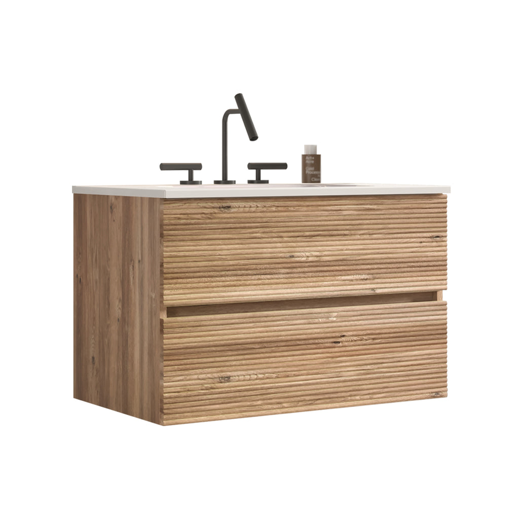 Gloria 30" Wall Mounted Rough Oak Bathroom Vanity