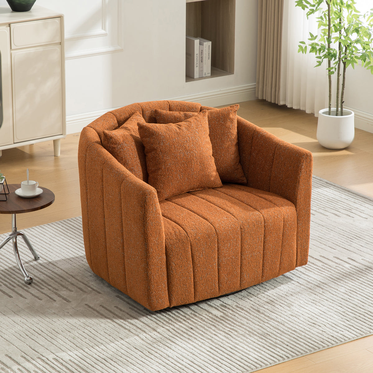 39"W Upholstered Oversized 360° Swivel Accent Barrel Chair and Half Cozy Sofa