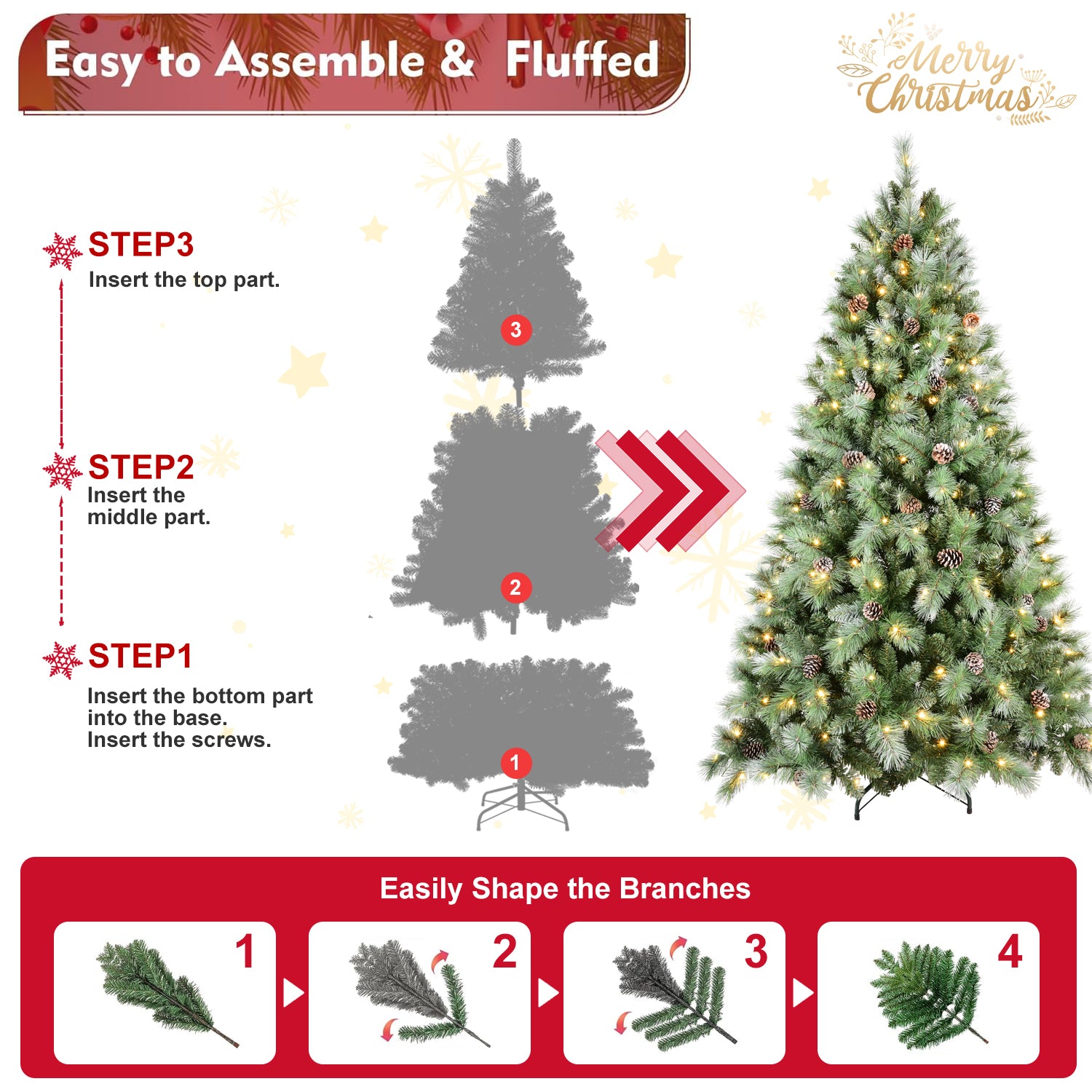 5FT Christmas Tree with 200 Warm Lights