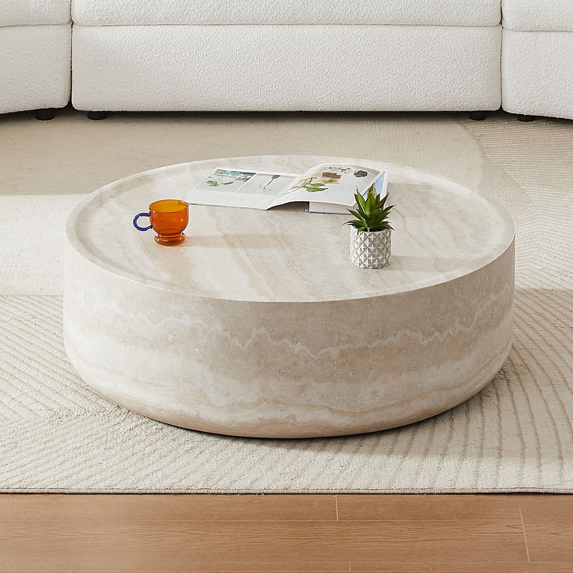 39.37'' Faux MARS Pattern Round Coffee Table