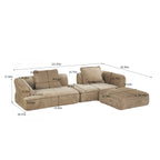 122" Modern L-Shaped Sectional Sofa with Chaise Lounge
