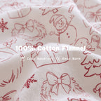 3-Piece Twin XL 100% Cotton Pigment Printed Sheet Set - Holiday Doodles