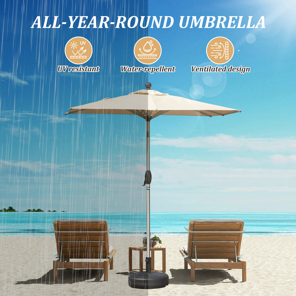 Rectangle Patio Umbrella with Crank Lift and Tilt Function