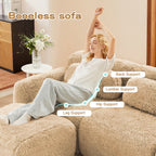 114" Soft And Fluffy Plush Fabric Modular Sectional Sofa