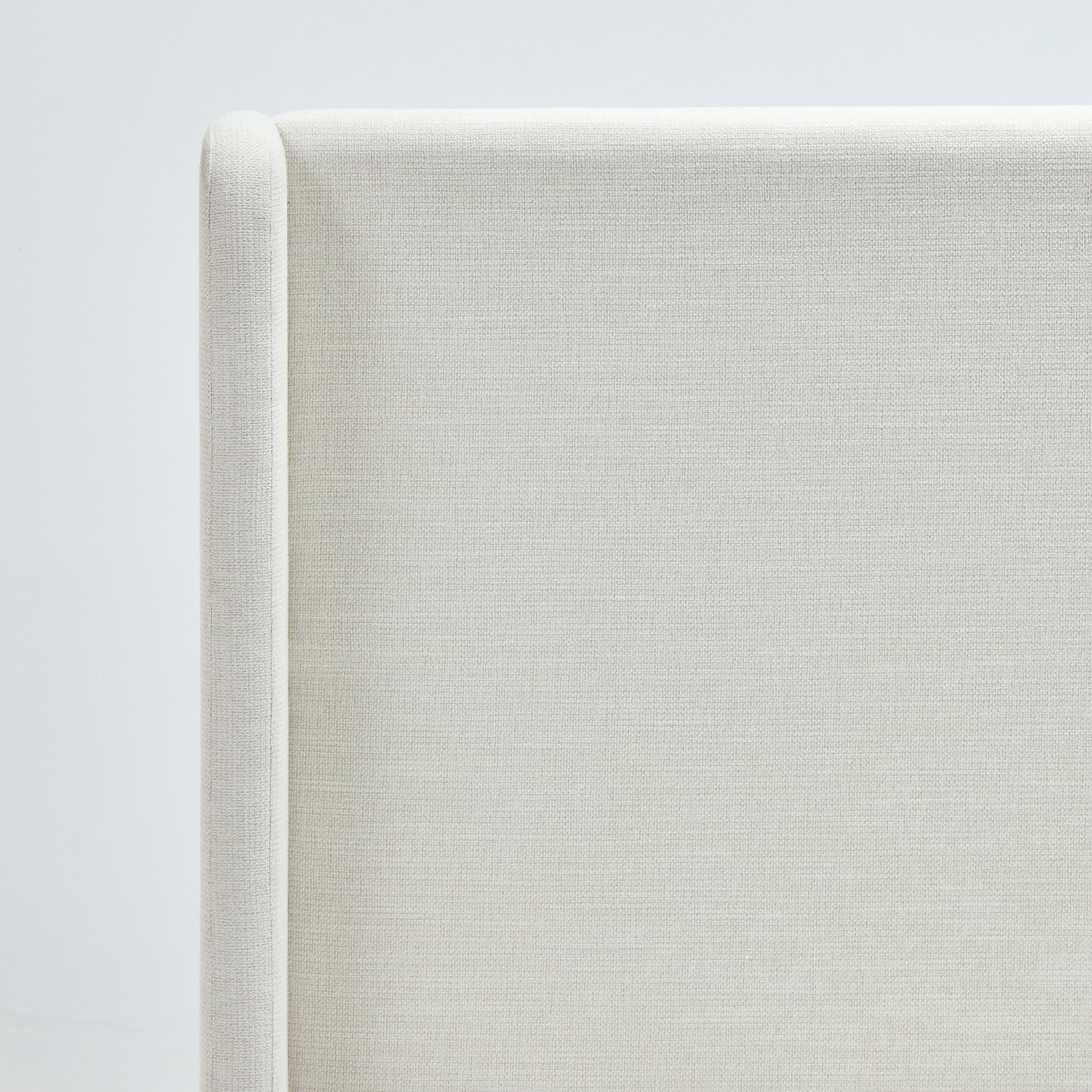 Caron Upholstered Wingback Bed with 52.3' High Headboard in Ivory Canvas Chenille