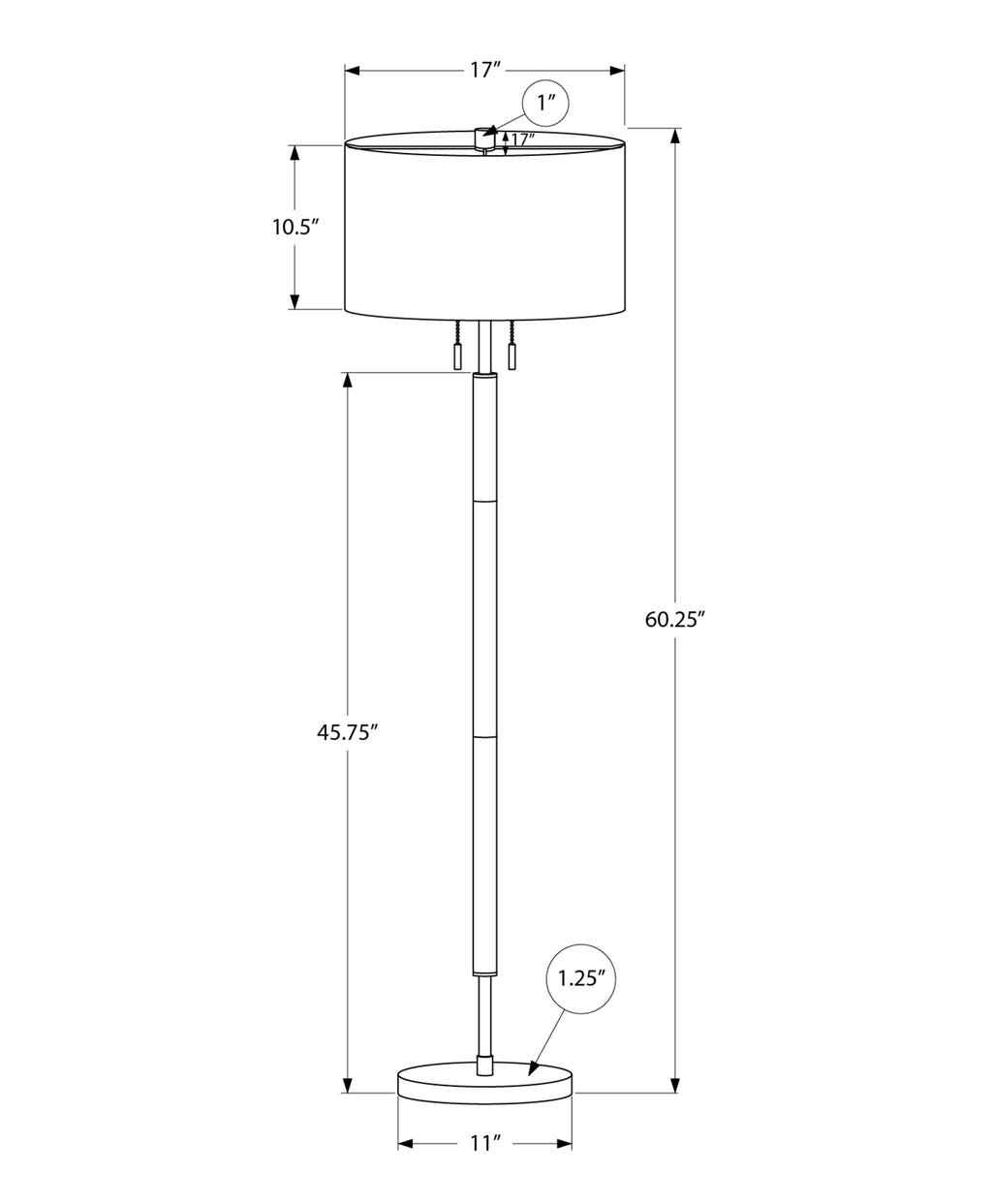 60"H Nickel Metal Floor Lamp