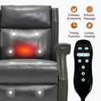 Grey Manual Recliner Chair in Faux Leather