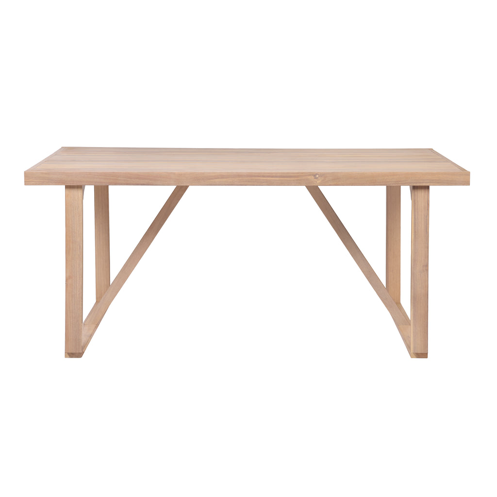 7-Piece Acacia Wood Patio Dining Set, 67-Inch Table with 6 Chairs, Light White and Natural