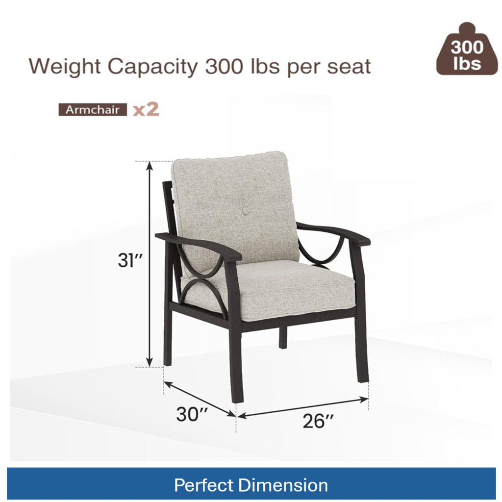 8-Piece Metal Patio Furniture Set, 9-Seat All-Weather Conversation Sofa