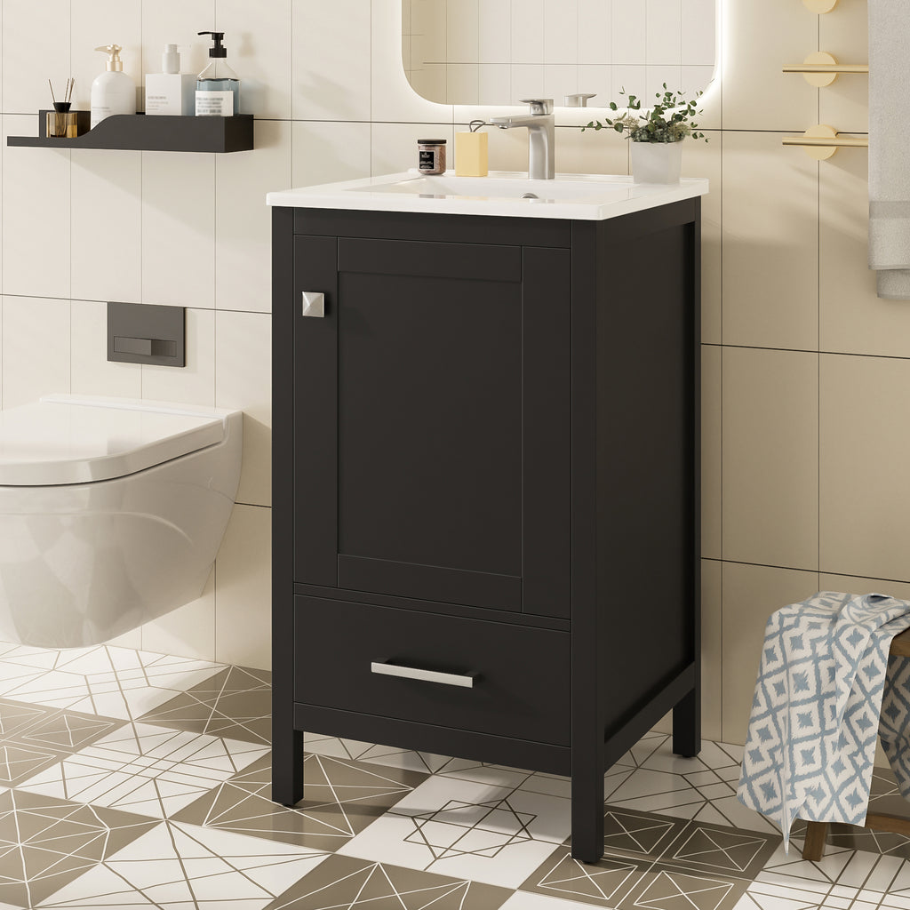 20-Inch Modern Bathroom Vanity with Ceramic Sink