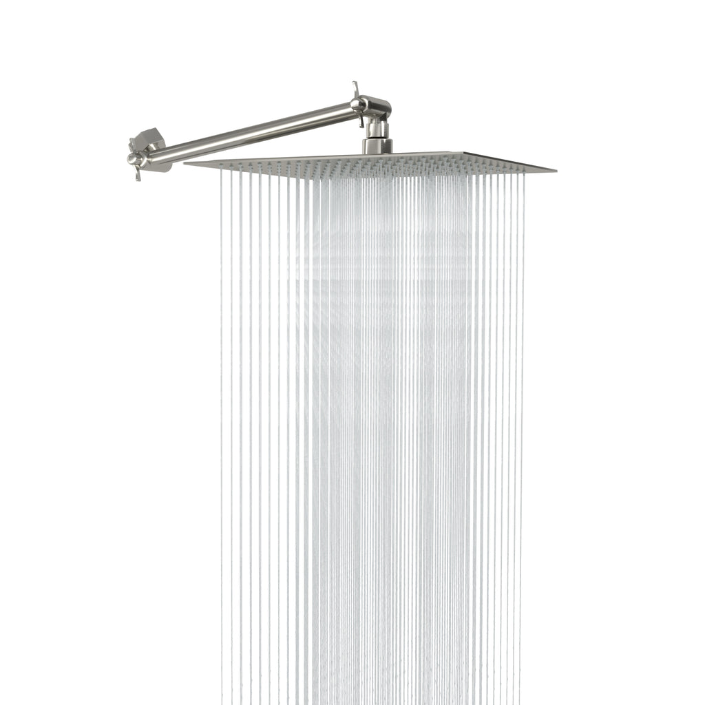 Rain Shower Head With Shower Arm (10 Inch Square, Brushed Nickel)