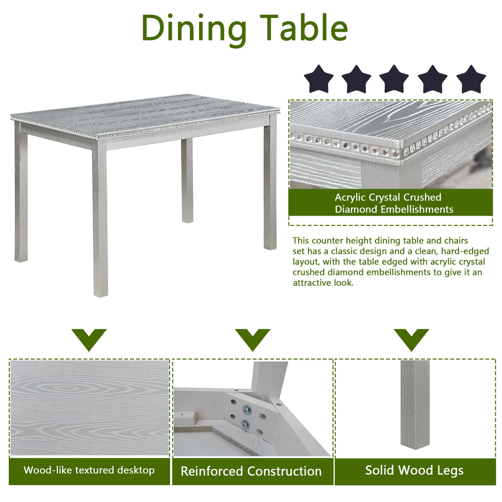 5 Piece Wooden Dining Table Set
