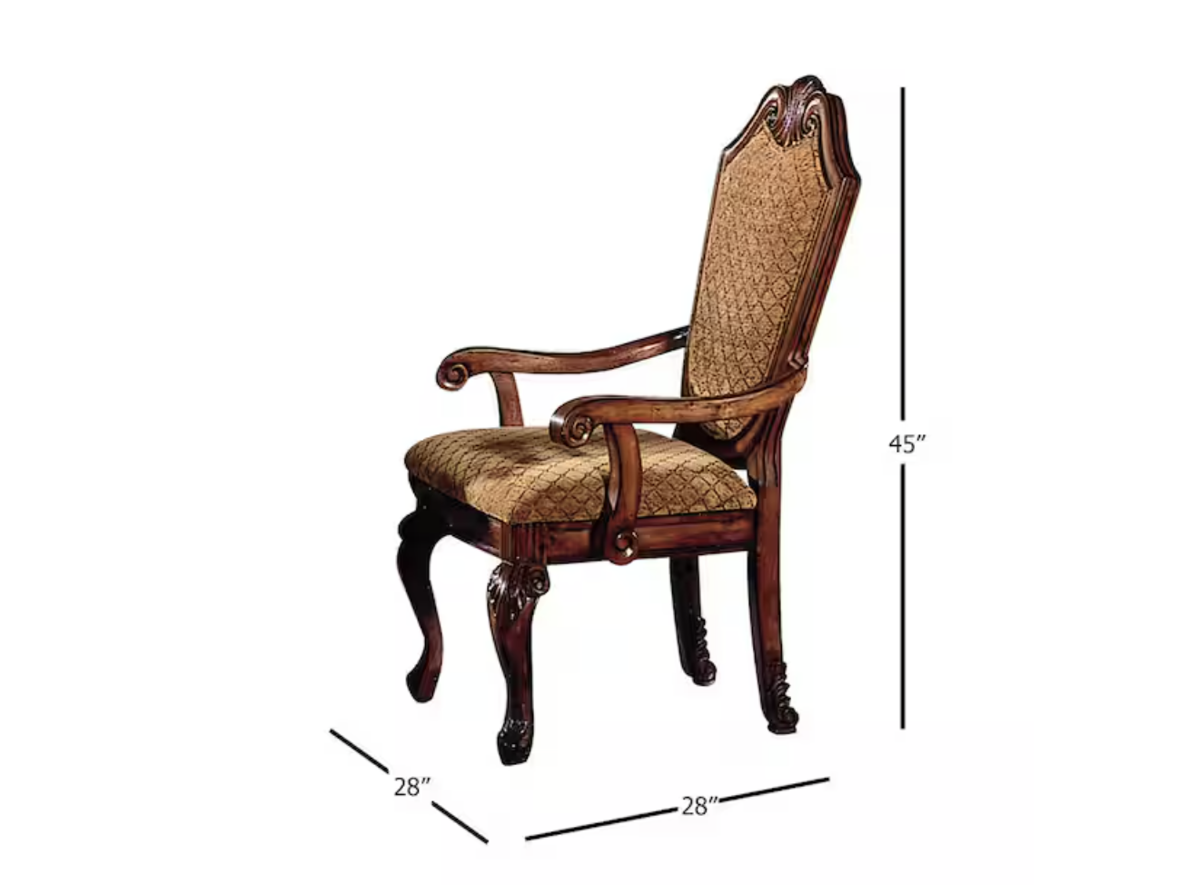 Chateau De Ville Fabric & Cherry Arm Chair (Set of 2)
