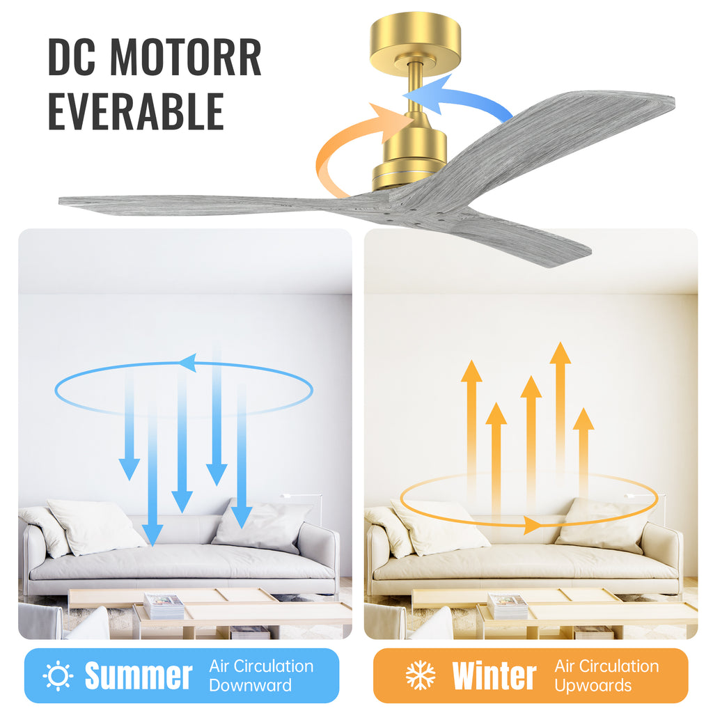 52 Inch Indoor Ceiling Fan Without Light
