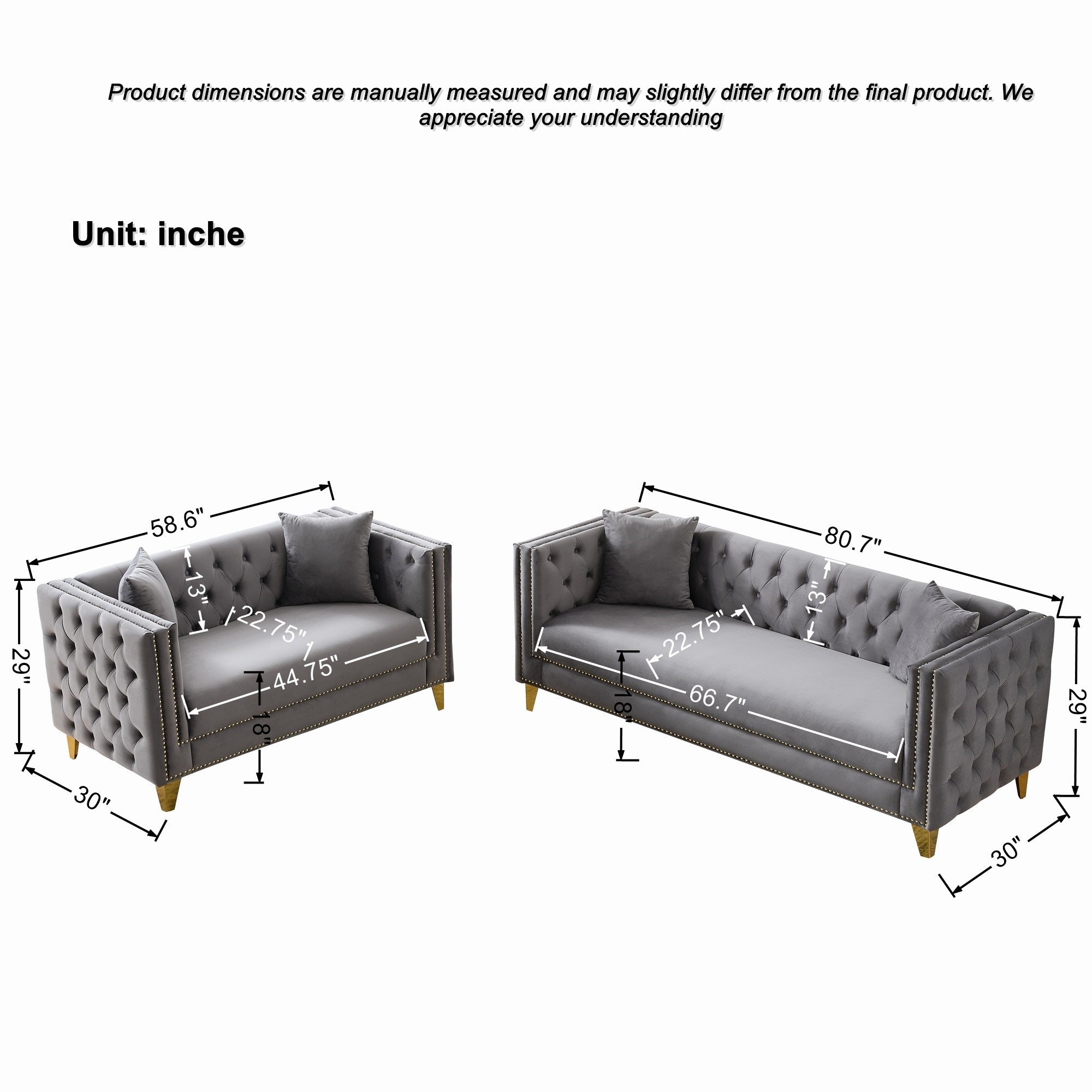 Chesterfield Velvet Sofa - 3+2 Seater Deep Seat Sofa