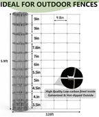 Farm Livestock Fence, 5.9" x 328FT Galvanized Iron Wire
