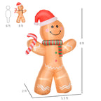 HOMCOM 8ft Christmas Inflatable Gingerbread Man with Candy Cane
