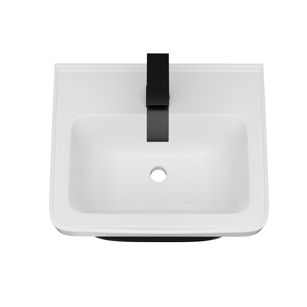 17"x14"x6.25" Wall-Mounted Rectangular Ceramic Bathroom Sink