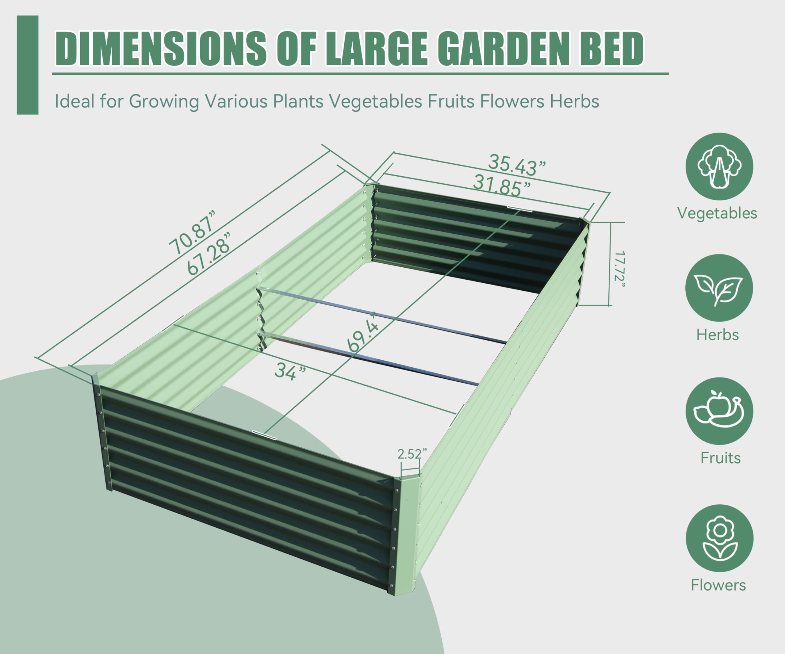 6x3x1.5ft Galvanized Raised Garden Bed