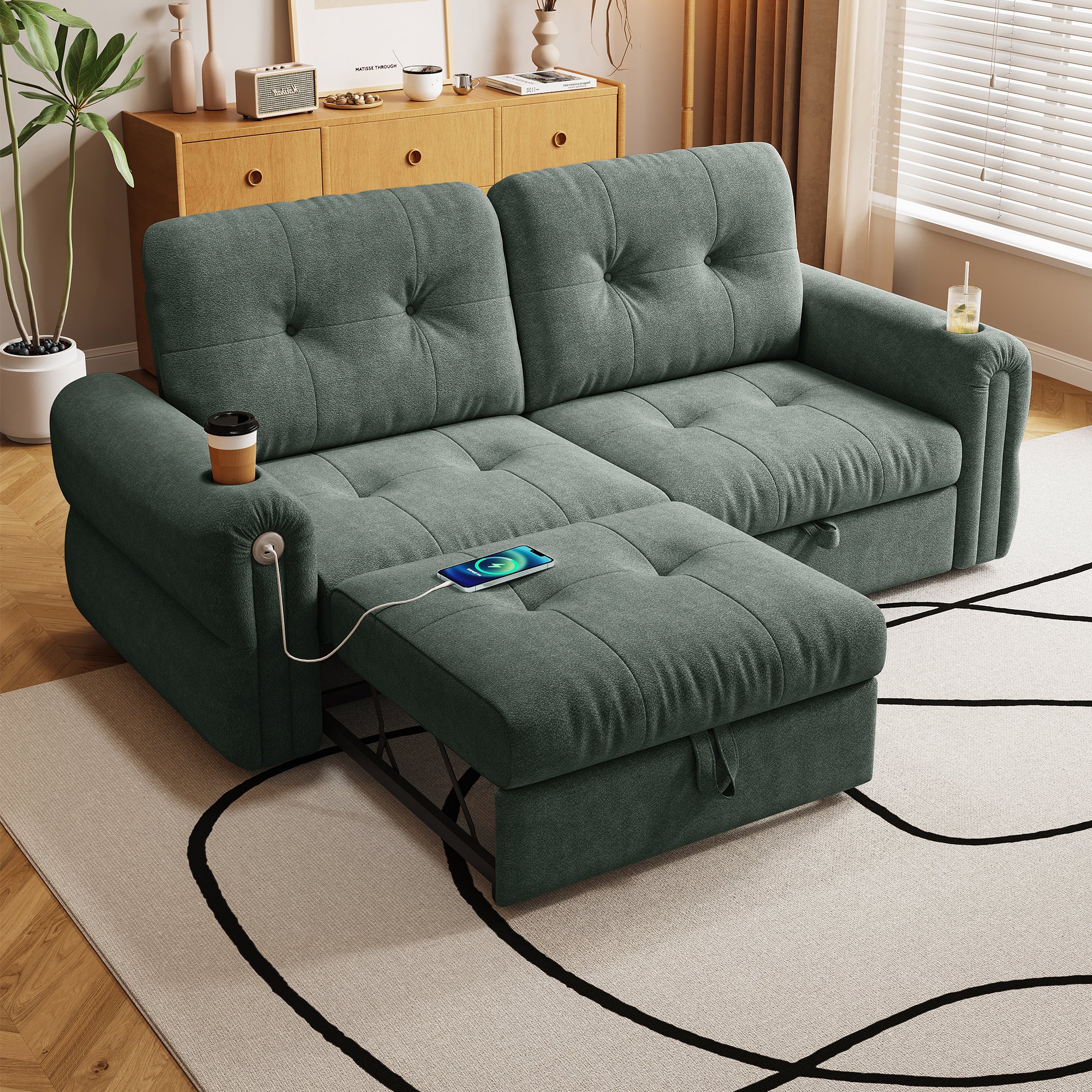77-Inch Multi-Functional Convertible Sofa Bed