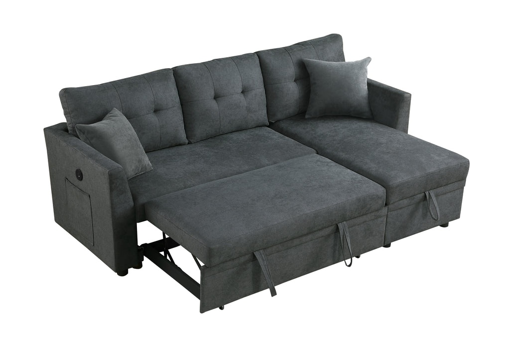 Reversible L-Shaped Sofa Bed with USB Port