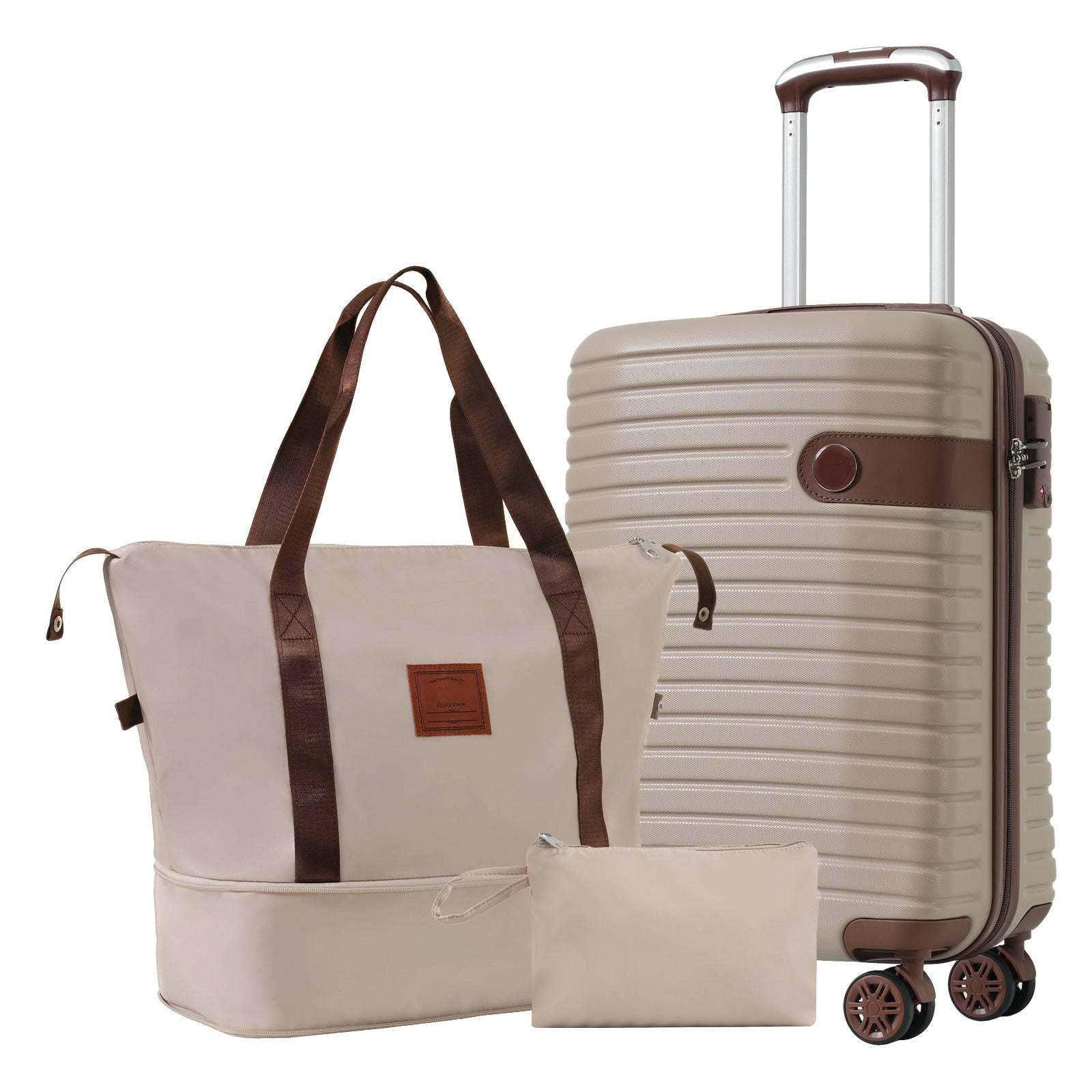 3 Piece Carry-On Luggage Set - Khaki