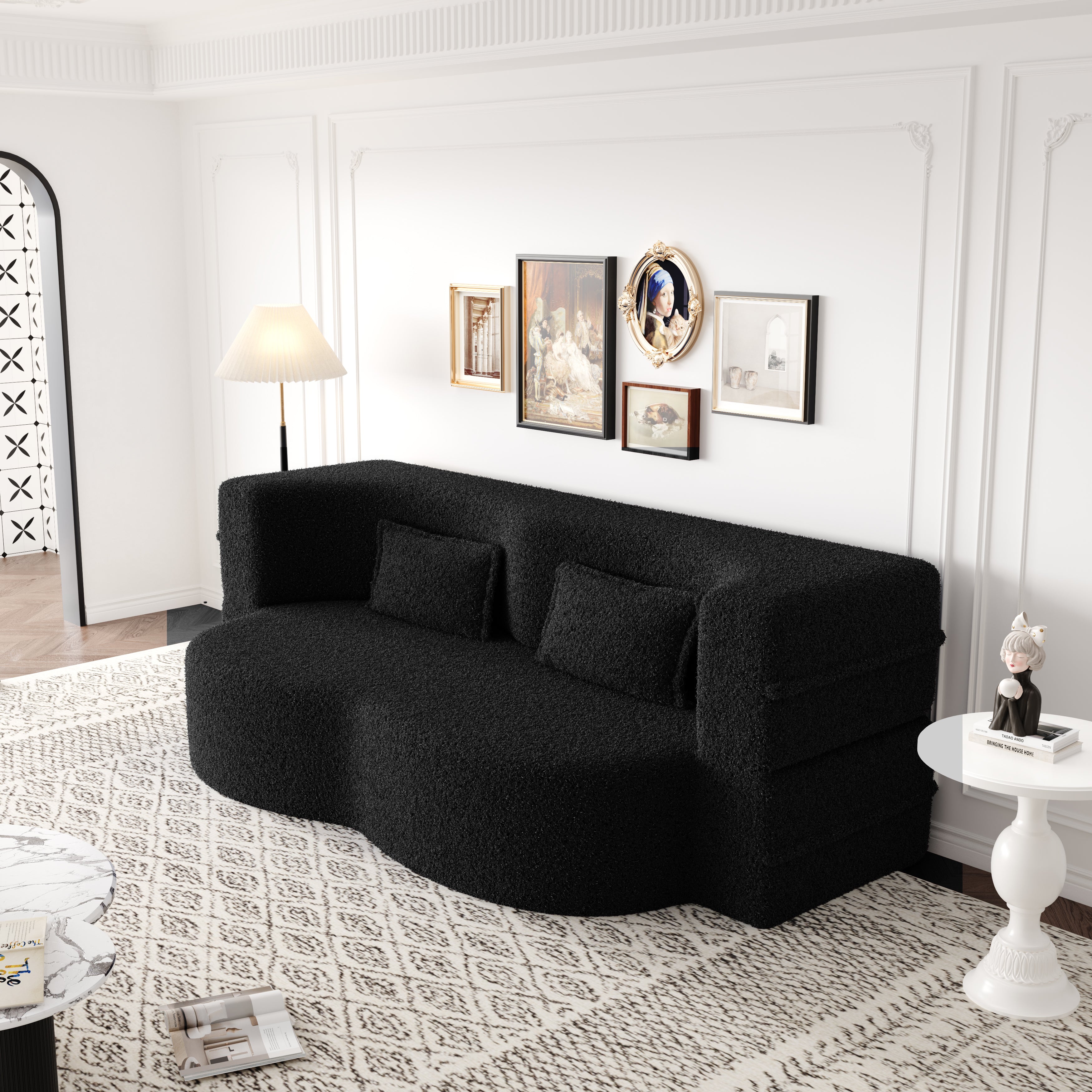 Modern Floor Sofa with 2 Pillows