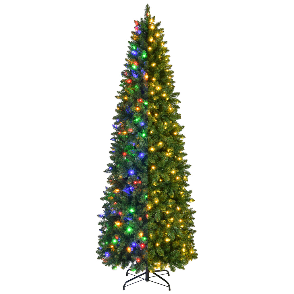 Prelit Pencil Christmas Tree, 9-Foot, Warm White & Multi-Color Lights