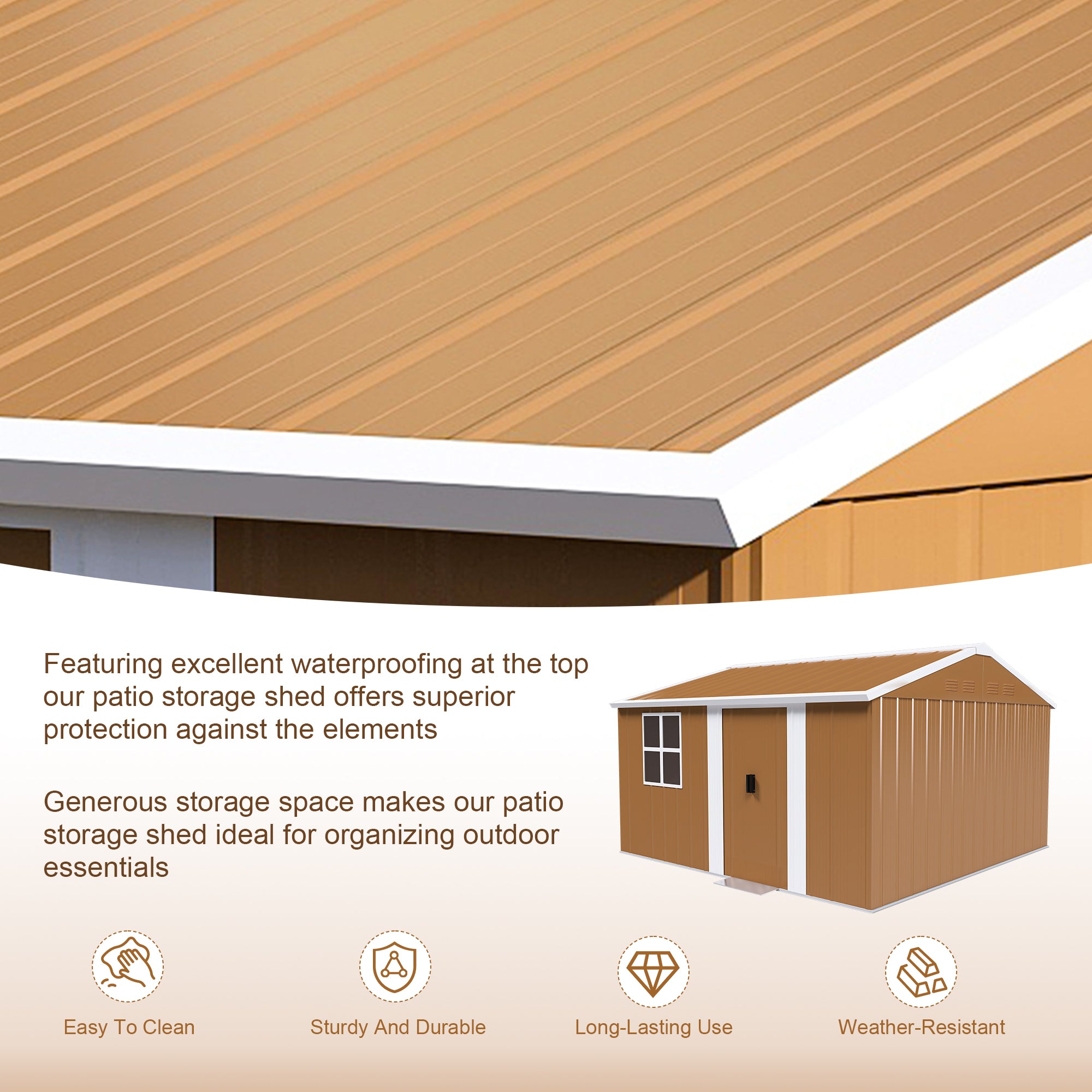 12x10 FT Heavy-Duty Metal Storage Shed