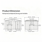 10x8 FT Outdoor Metal Storage Shed with Window & Flower Rack