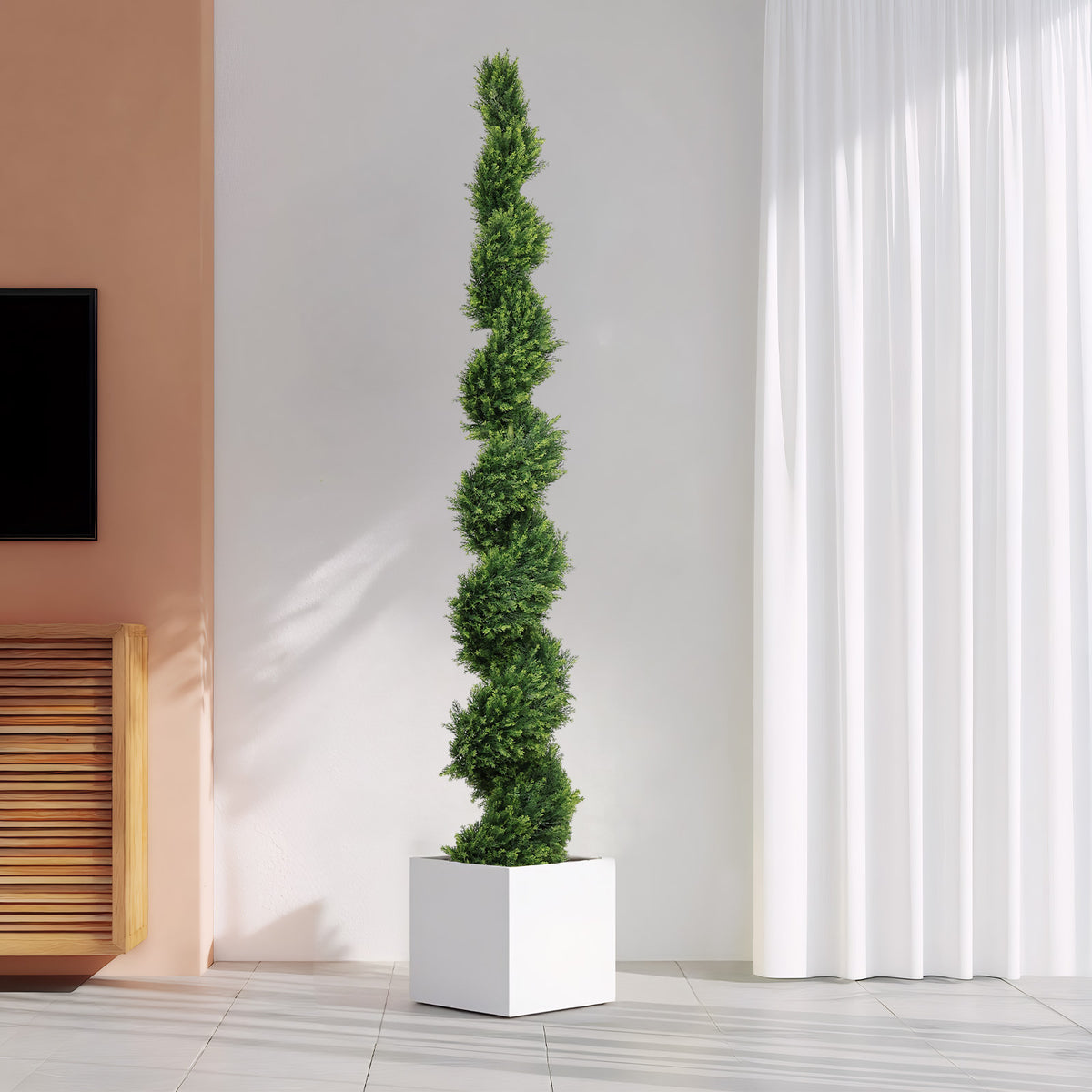 7FT Tall Artificial Two-Tone Cypress Pine Tree – Realistic Lifelike Faux Greenery with