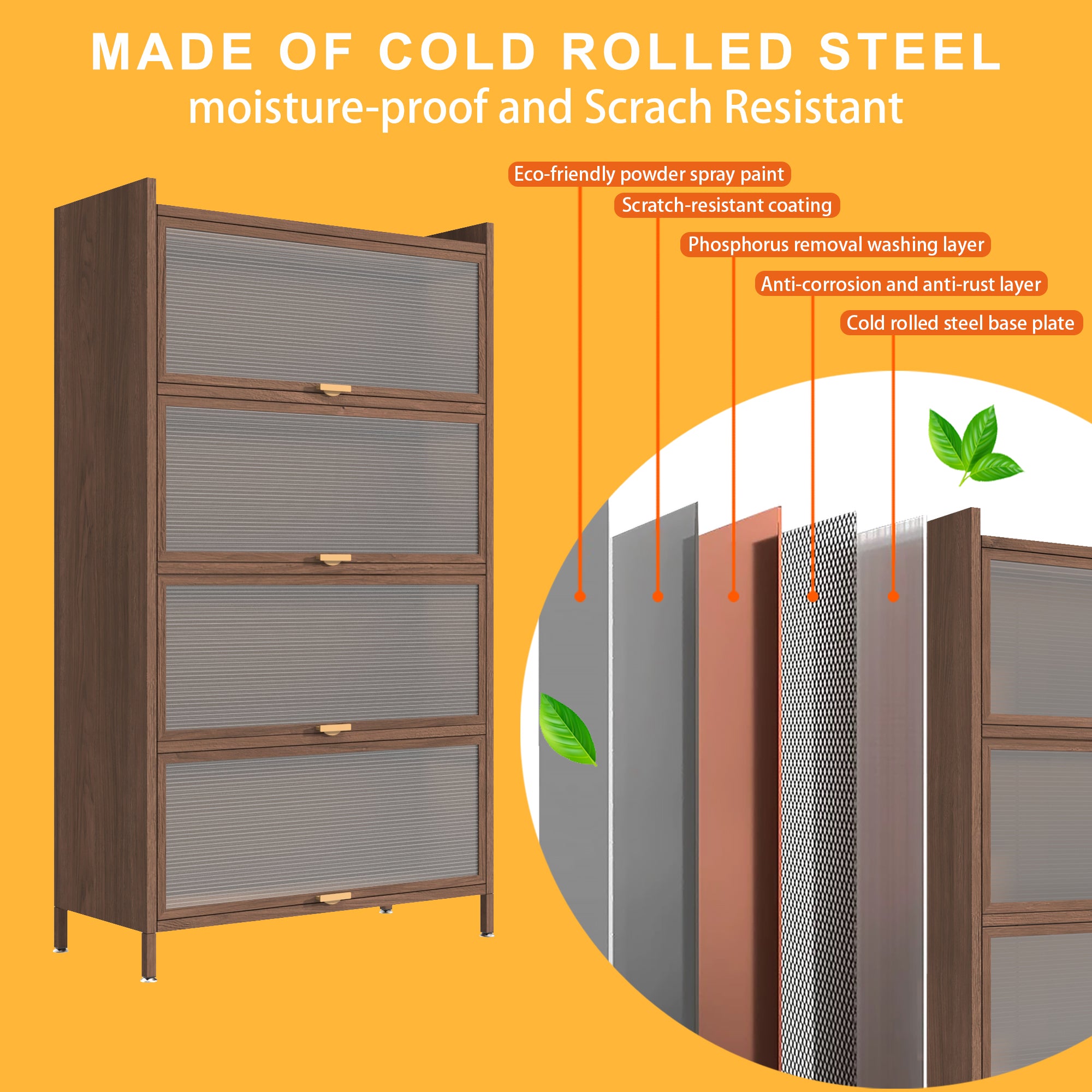 57'' Tall Metal 4 Flip Doors Cabinet