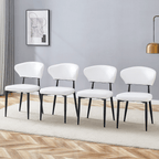 White Minimalist Ergonomic Dining Chair Set of 4