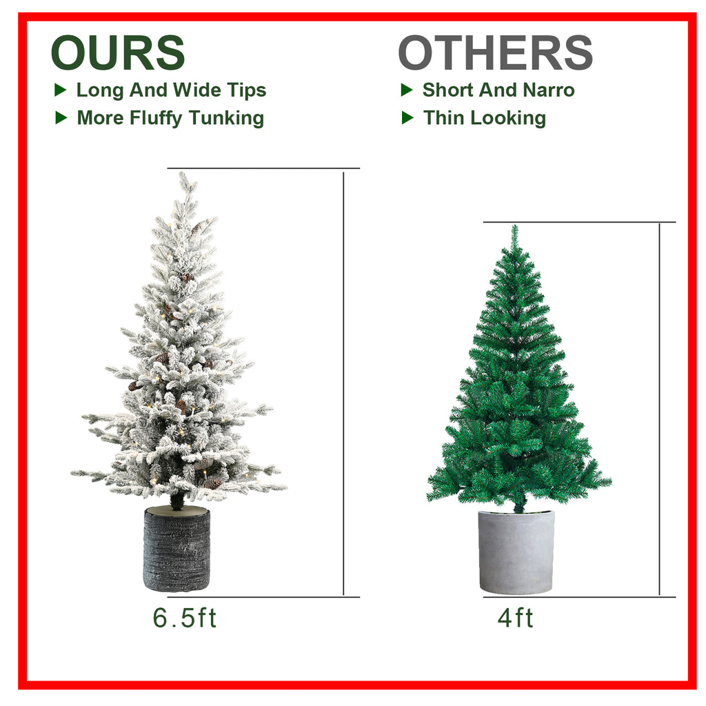 3FT Flocked Christmas Tree with Pot Base