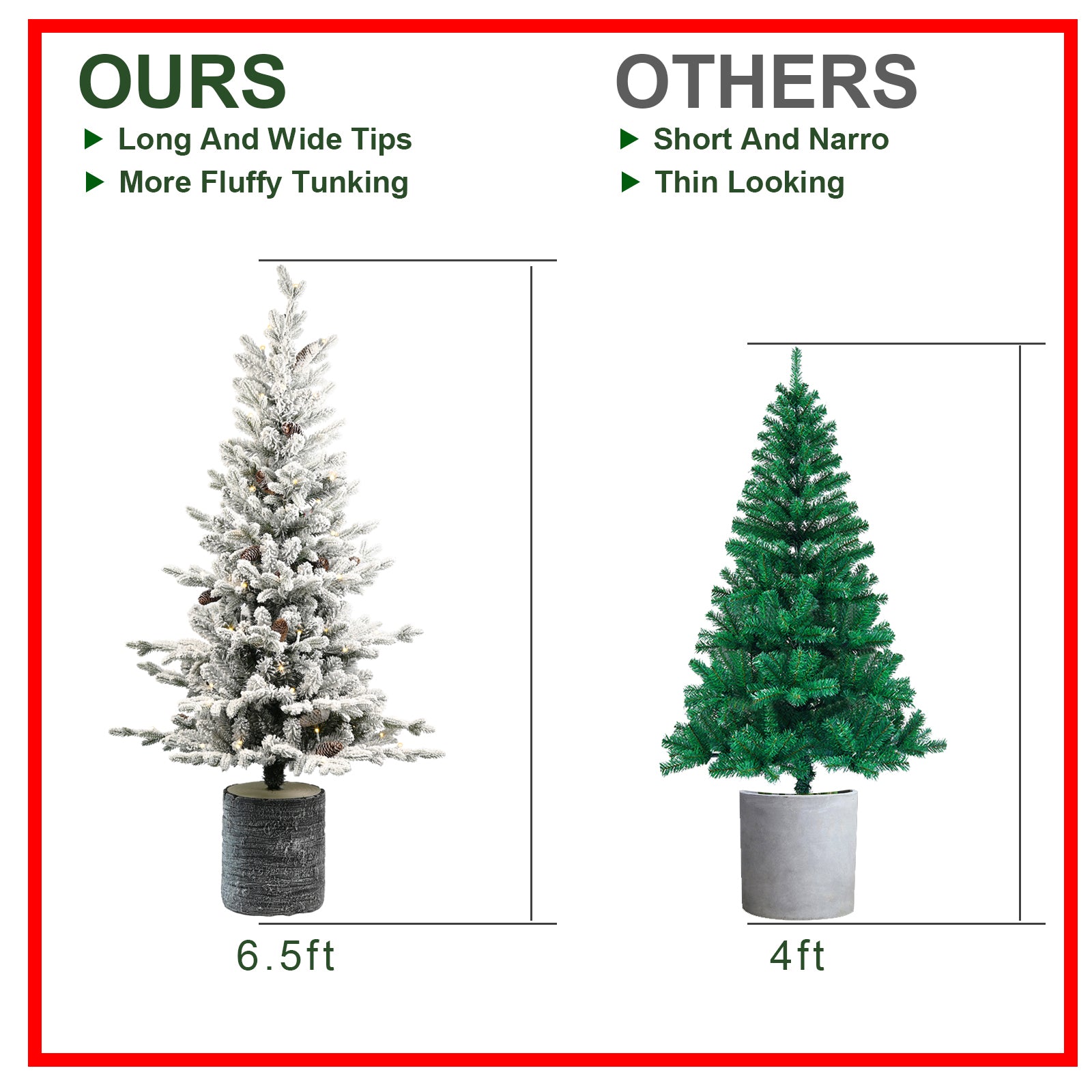 4.5FT Flocked Christmas Tree with Pot Base